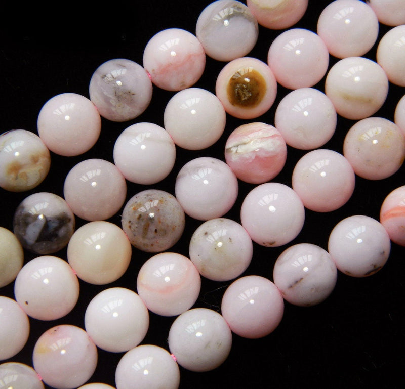 Perles d'opale rose, pierres précieuses naturelles, 4 mm, 6 mm, 8 mm, 10 mm, 15 pouces