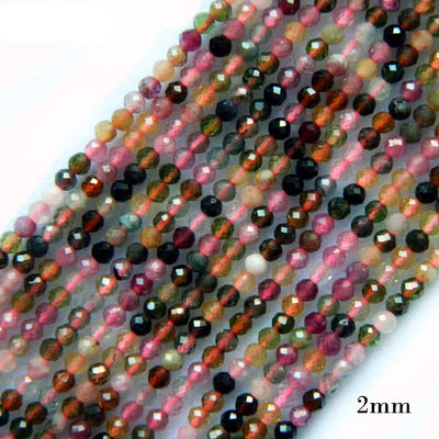 Rainbow Tourmaline Faceted Beads 2mm 3mm 4mm