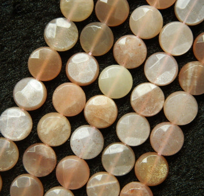 Sunstone Coin Faceted Beads 10mm 12mm 14mm 15''