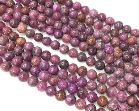 Lépidolite violette, pierre précieuse naturelle, pierre ronde pour la fabrication de bijoux 6 mm, 8 mm, 10 mm, 15 pouces