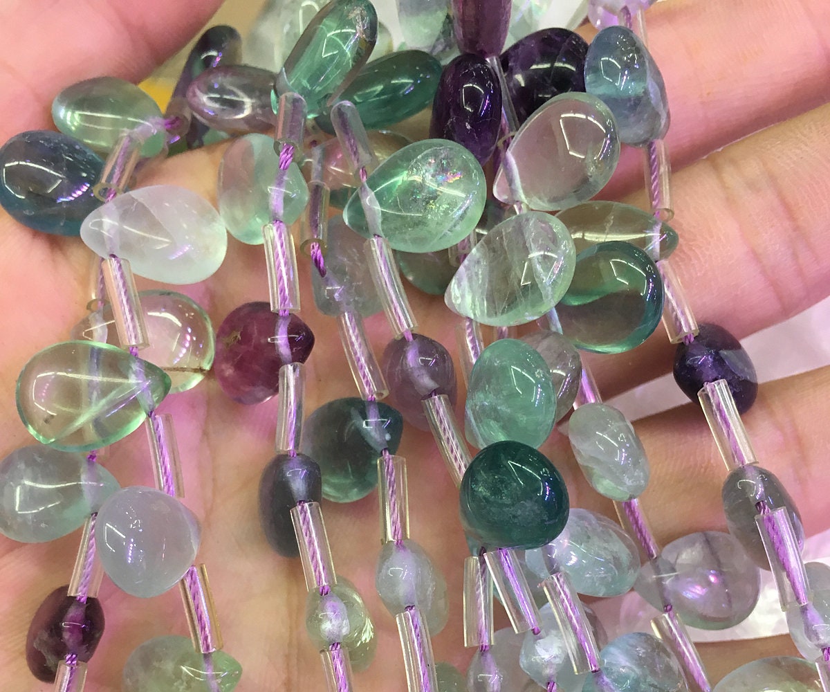 10x14mm Fluorite Teardrop Beads 26pcs
