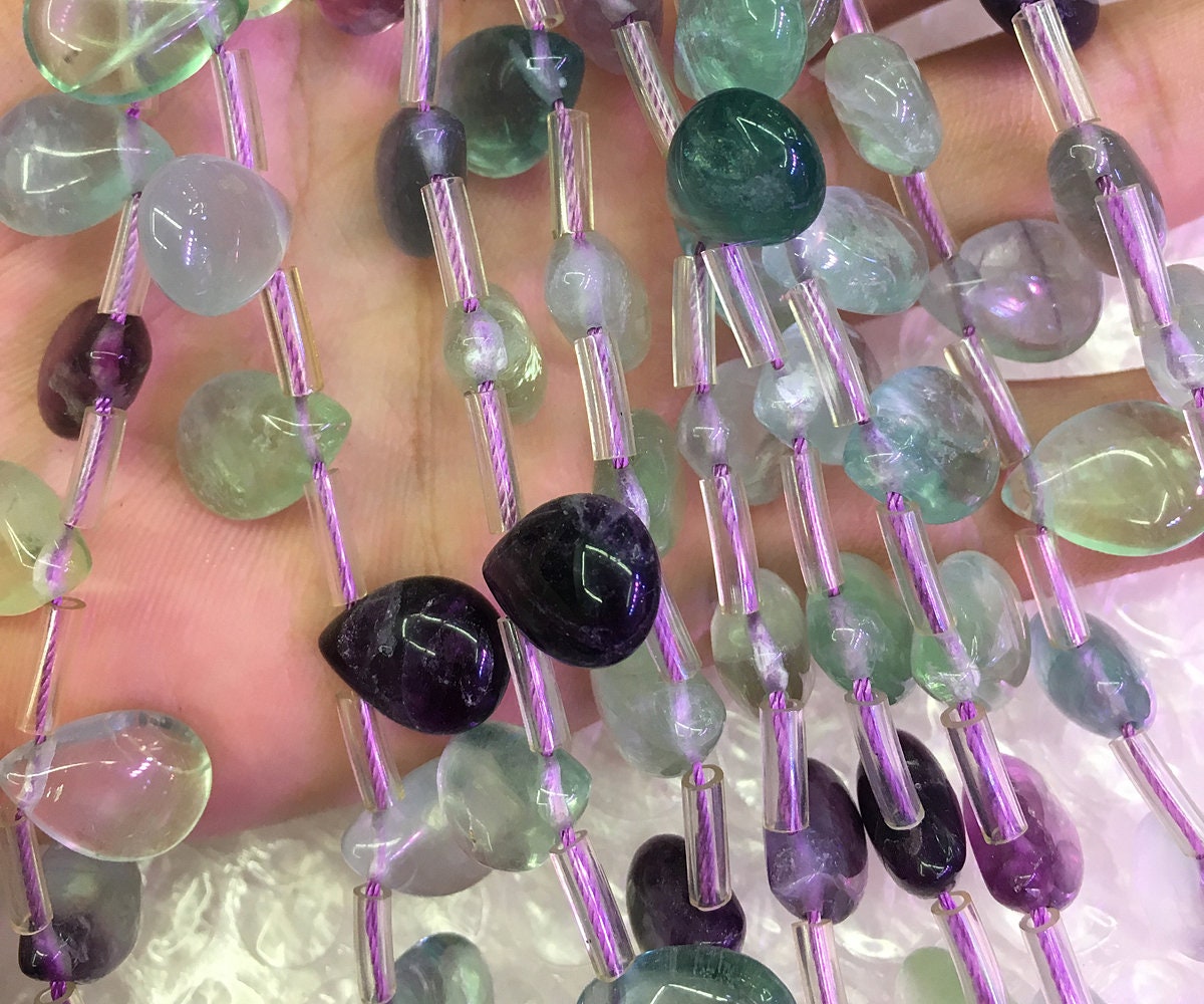 10x14mm Fluorite Teardrop Beads 26pcs