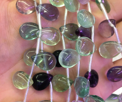A+ Purple Green Fluorite Teardrop Beads 10x14mm 26PCS