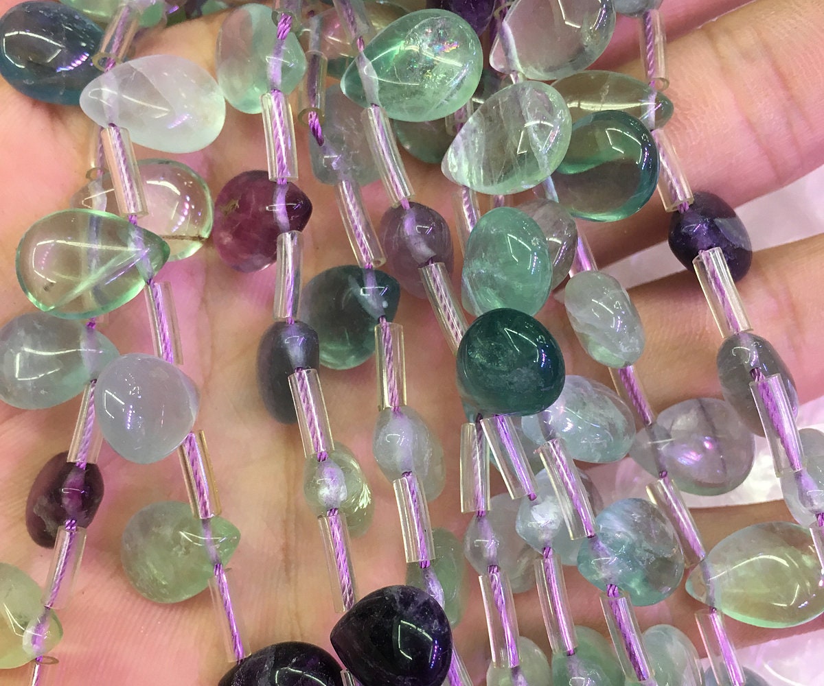 10x14mm Fluorite Teardrop Beads 26pcs