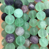 Perles de fluorite mate, pierre naturelle givrée, 4 mm, 6 mm, 8 mm, 10 mm, 12 mm, 15 pouces