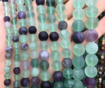 Fluorite Matte Beads Natural Frosted Stone  4mm 6mm 8mm 10mm 12mm 15''