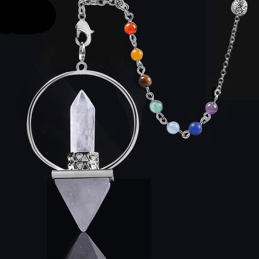 7 Chakra Reiki Healing Pendant Hexagonal Prism Pyramid Crystal Pendants 7''