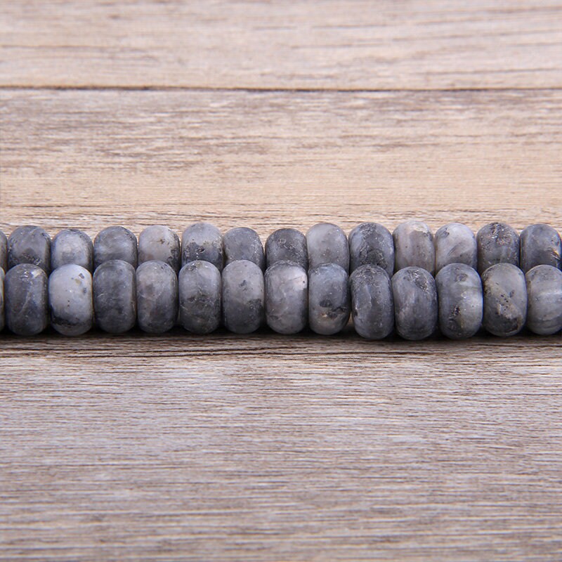 Perles rondelles en labradorite noire mate 4x6mm 5x8mm 15''