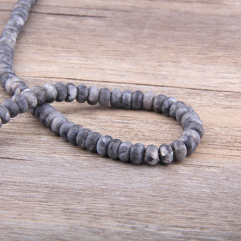 Black Labradorite Rondelle Matte Beads 4x6mm 5x8mm 15''