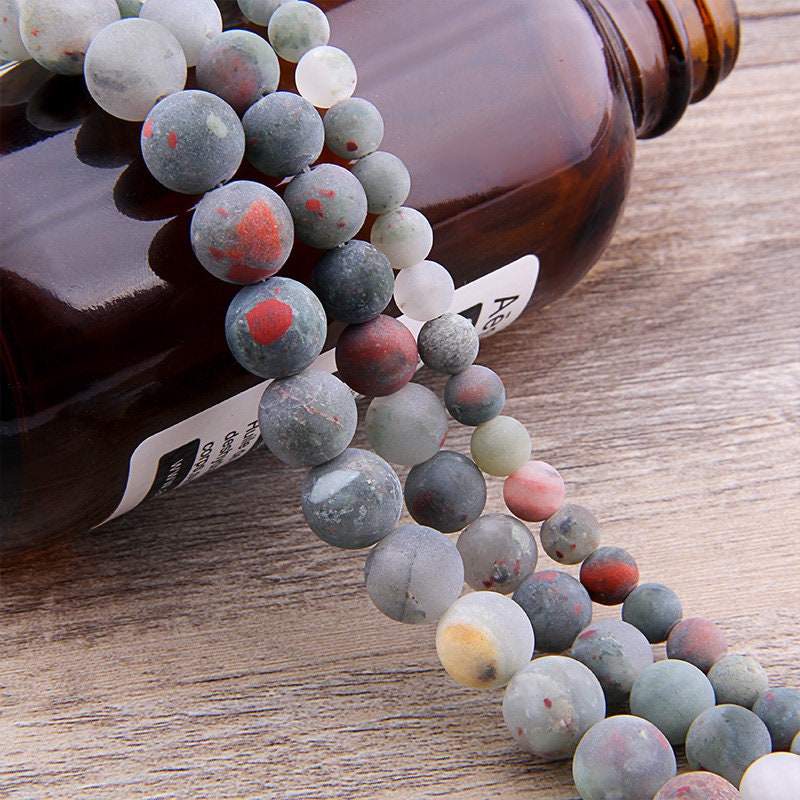 African Bloodstone Matte Beads 4mm 6mm 8mm 10mm 12mm 15''