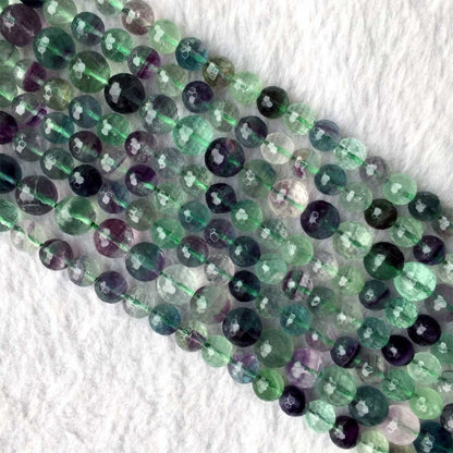 Perles à facettes en fluorite verte violette 6 mm, 8 mm, 10 mm, 12 mm, 15 pouces