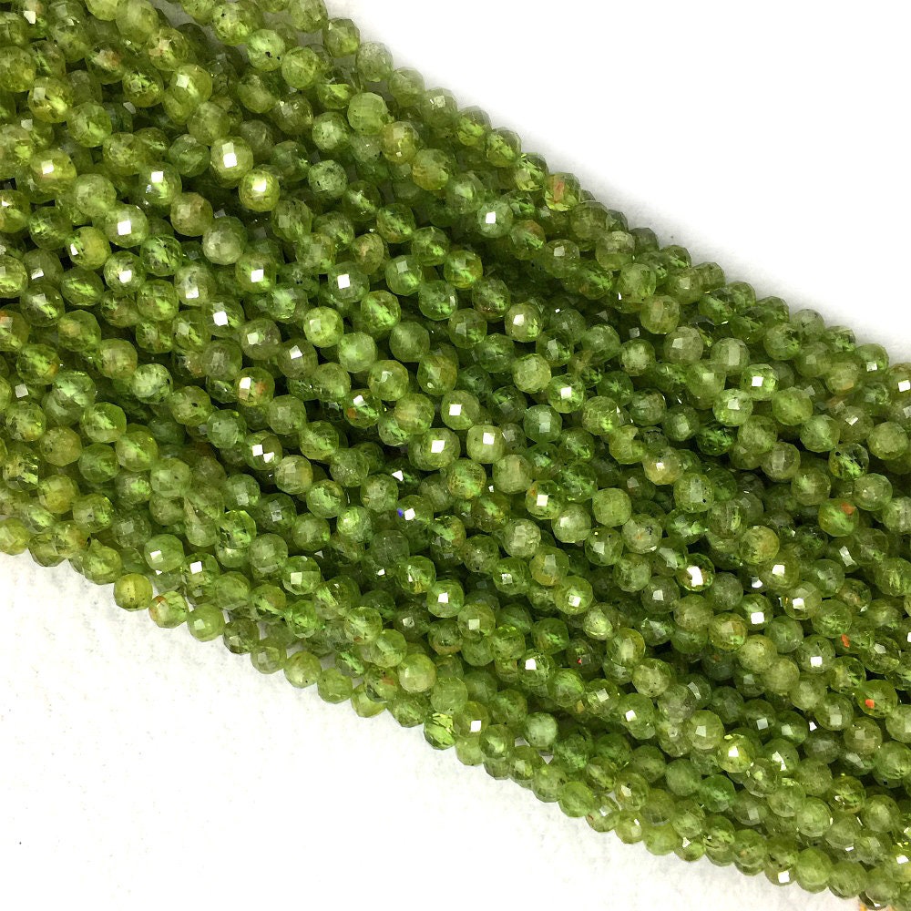 Peridot Faceted Beads 2mm 3mm 15''