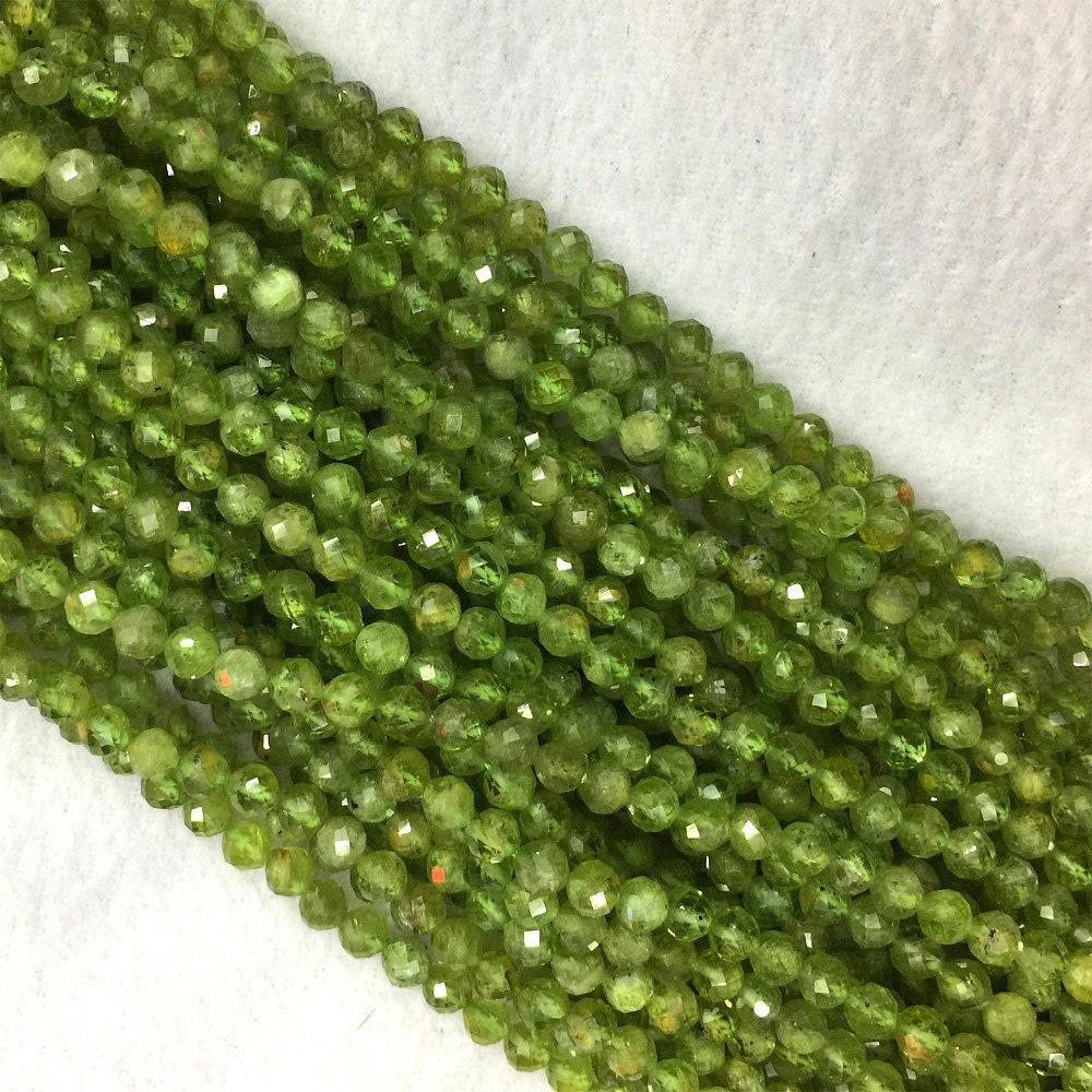 Peridot Faceted Beads 2mm 3mm 15''