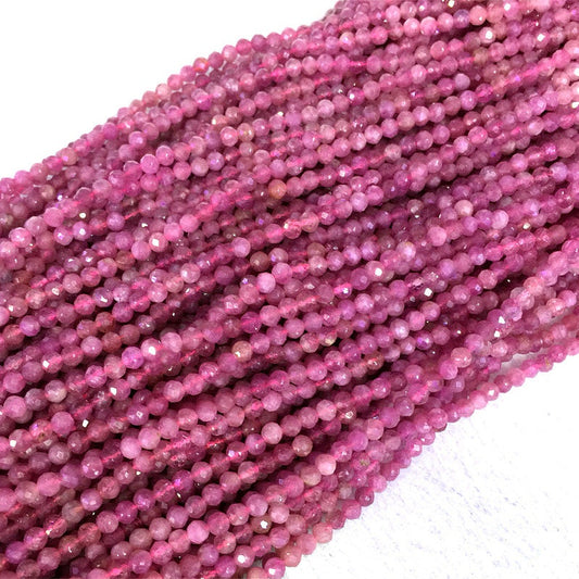 Pink Tourmaline Faceted Beads Natural Gemstone Beads 2mm 3mm 4mm 5mm