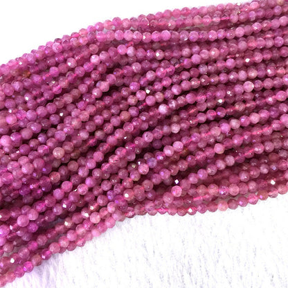 Pink turmalin facetterede perler Naturlige ædelstensperler 2 mm 3 mm 4 mm 5 mm