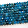 Perles à facettes en apatite bleue 2 mm 3 mm 4 mm 6 mm 15''