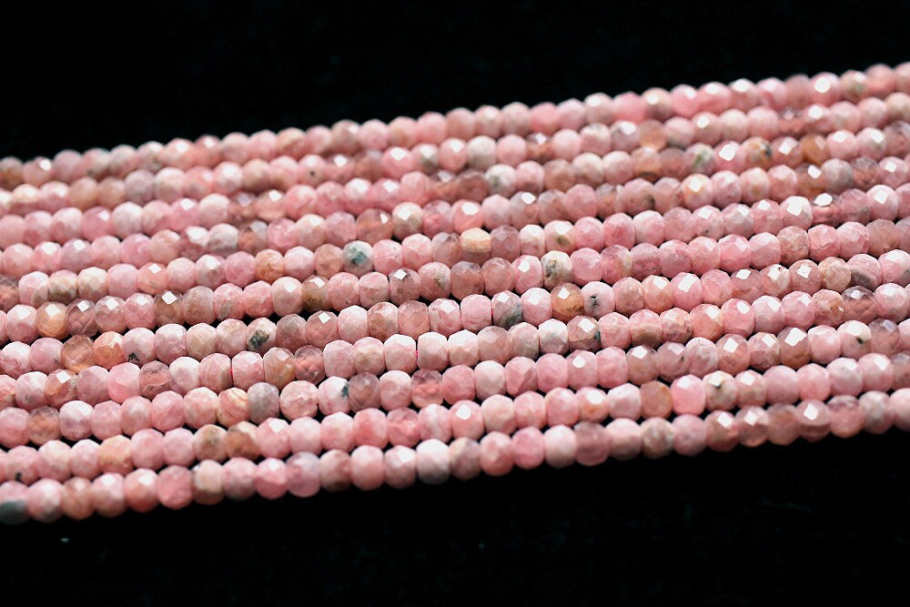 Rhodochrosite Rondelle Faceted Beads 2x4mm 15''