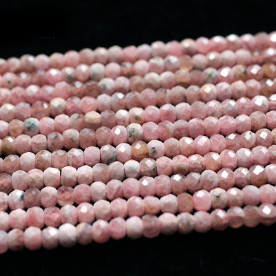 Rhodochrosite Rondelle Faceted Beads 2x4mm 15''