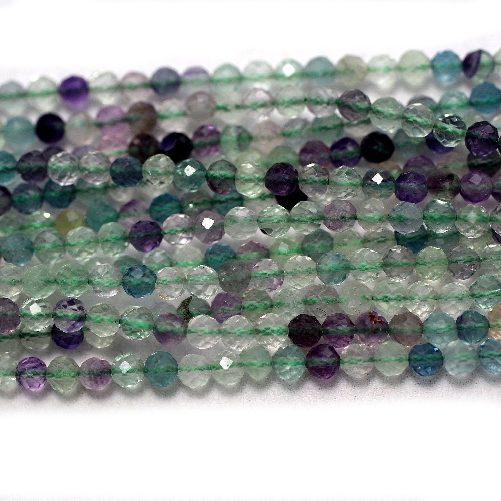 Perles à facettes en fluorite 2 mm 3 mm 4 mm 15''