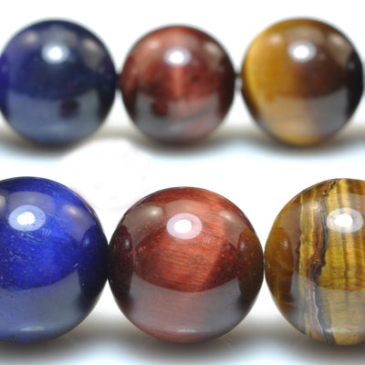 Mix Color Tiger Eye Beads Natural Gemstone Beads 4mm 6mm 8mm 10mm 12mm 14mm 15''