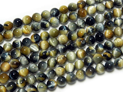 Blue Yellow Tiger Eye Beads Natural Gemstone Beads 6mm 8mm 10mm 12mm 15''