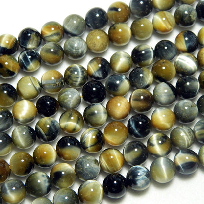 Blue Yellow Tiger Eye Beads Natural Gemstone Beads 6mm 8mm 10mm 12mm 15''
