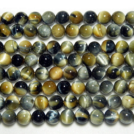 Blue Yellow Tiger Eye Beads Natural Gemstone Beads 6mm 8mm 10mm 12mm 15''