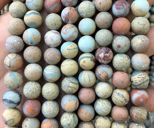 Impression Jasper Matte Beads 6mm 8mm 10mm 12mm 15''