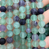 Perles de fluorite mate, pierre naturelle givrée, 4 mm, 6 mm, 8 mm, 10 mm, 12 mm, 15 pouces
