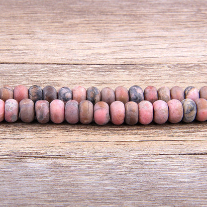 Black Rhodonite Rondelle Matte Beads 4x6mm 5x8mm 15''