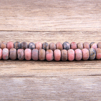 Black Rhodonite Rondelle Matte Beads 4x6mm 5x8mm 15''
