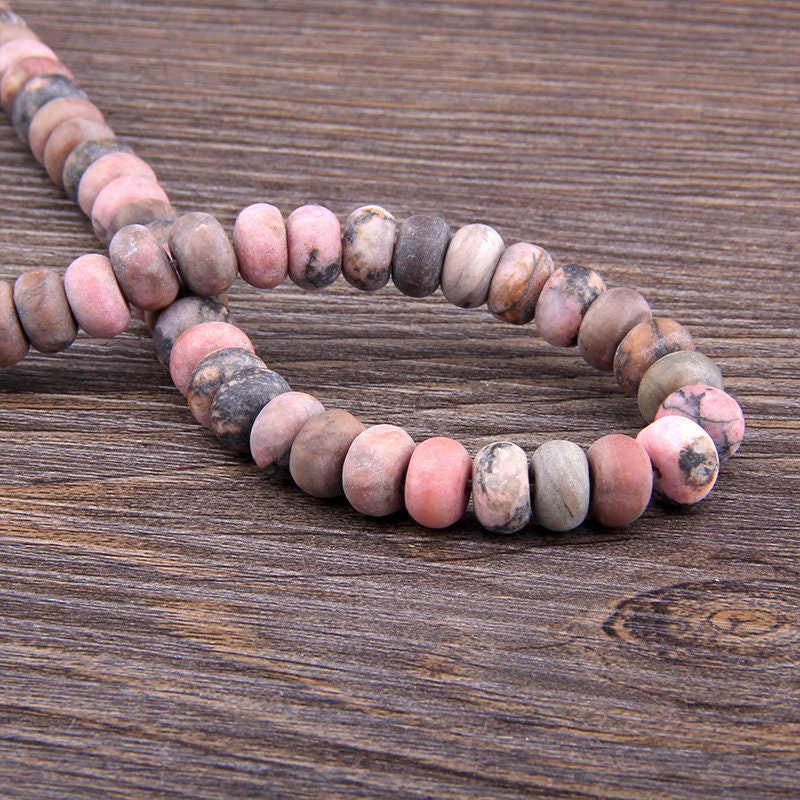 Black Rhodonite Rondelle Matte Beads 4x6mm 5x8mm 15''