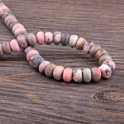 Black Rhodonite Rondelle Matte Beads 4x6mm 5x8mm 15''