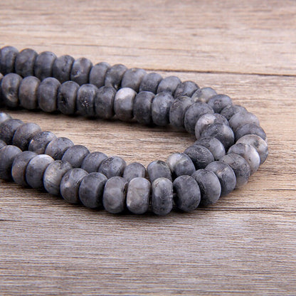 Black Labradorite Rondelle Matte Beads 4x6mm 5x8mm 15''