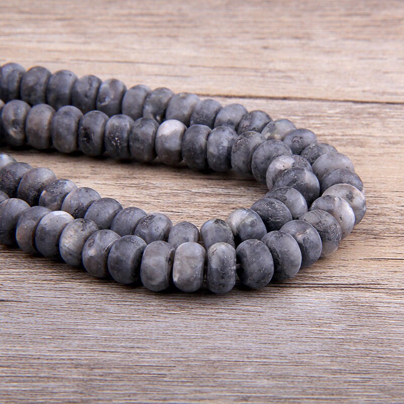 Perles rondelles en labradorite noire mate 4x6mm 5x8mm 15''