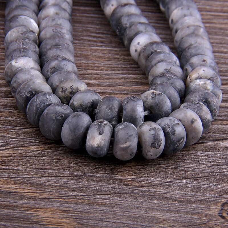 Black Labradorite Rondelle Matte Beads 4x6mm 5x8mm 15''