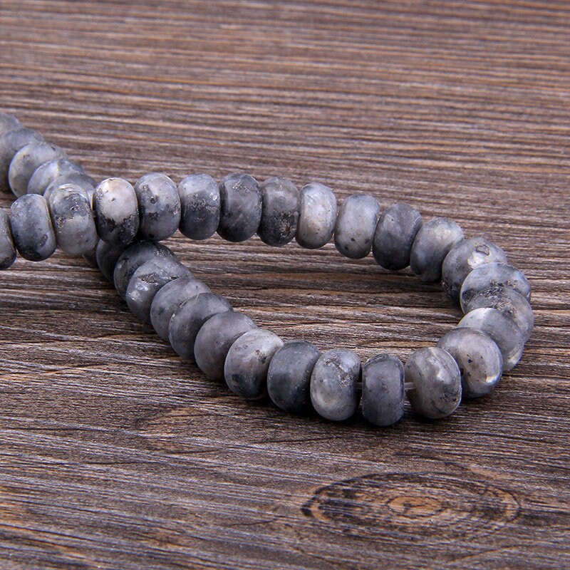 Black Labradorite Rondelle Matte Beads 4x6mm 5x8mm 15''