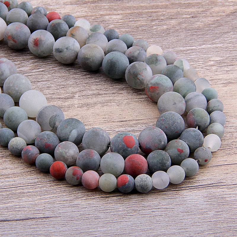 African Bloodstone Matte Beads 4mm 6mm 8mm 10mm 12mm 15''