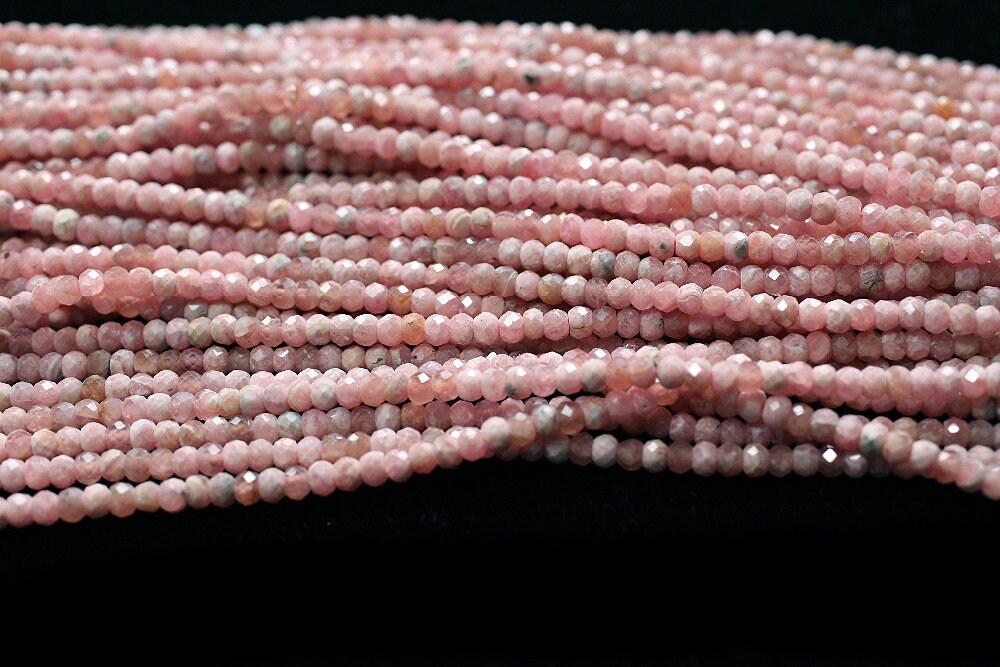 Rhodochrosite Rondelle Faceted Beads 2x4mm 15''
