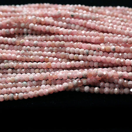 Rhodochrosite Rondelle Faceted Beads 2x4mm 15''