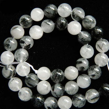 Black Rutilated Quartz Beads 4mm 6mm 8mm 10mm 12mm 15''