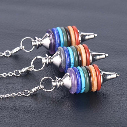 7 Chakra Reiki Stone Pendant Jewelry Pendulums 7''