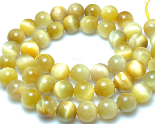 Light Yellow Tiger Eye Beads Natural Gemstone Beads 4mm 6mm 8mm 10mm 12mm 14mm 15''