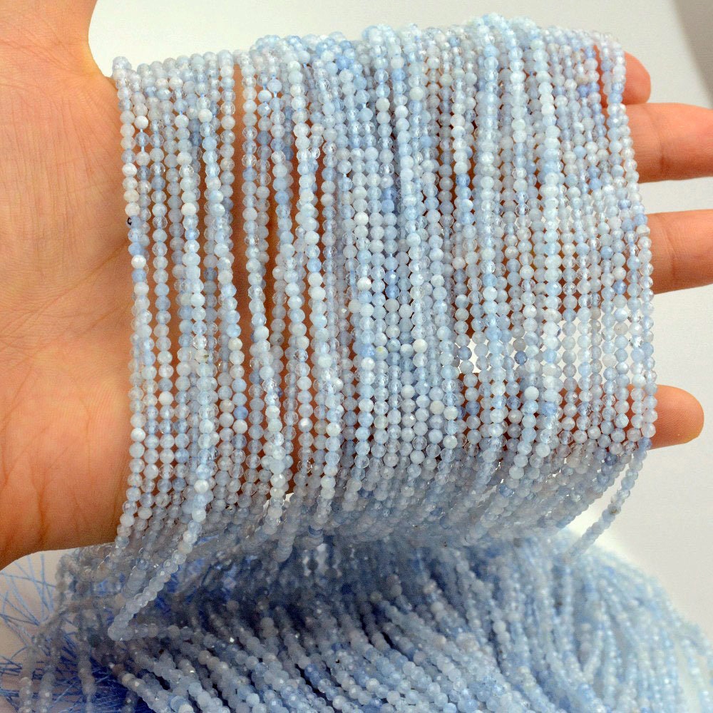 Aquamarin facetterede perler 2 mm 3 mm 4 mm 15''