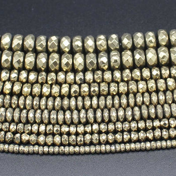 Light Gold Hematite Rondelle Faceted Beads 3mm 4mm 6mm 8mm 10mm 15''