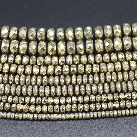 Light Gold Hematite Rondelle Faceted Beads 3mm 4mm 6mm 8mm 10mm 15''