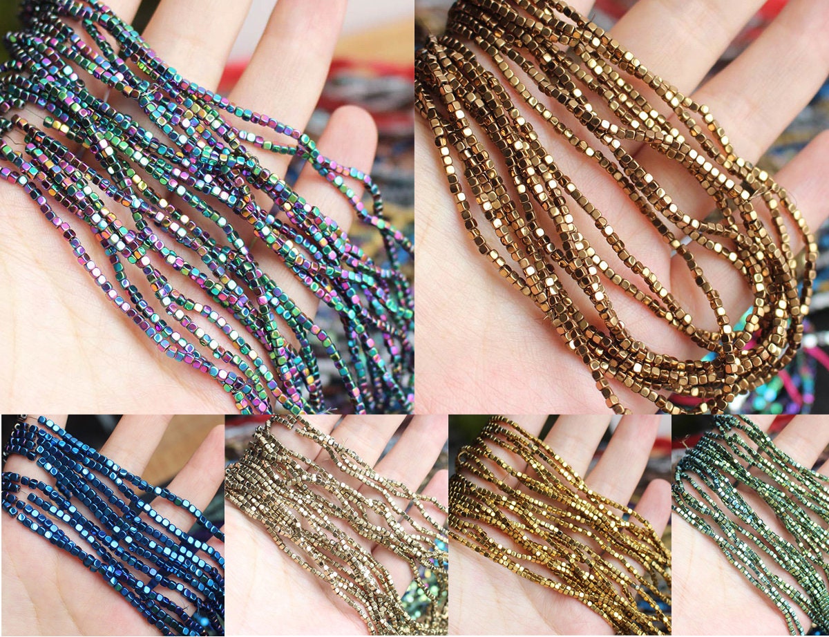 Hematite Cube Beads 2mm 3mm 4mm 15''