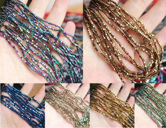 Hematite Cube Beads 2mm 3mm 4mm 15''