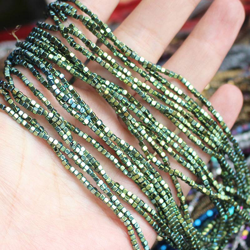 Hematite Cube Beads 2mm 3mm 4mm 15''