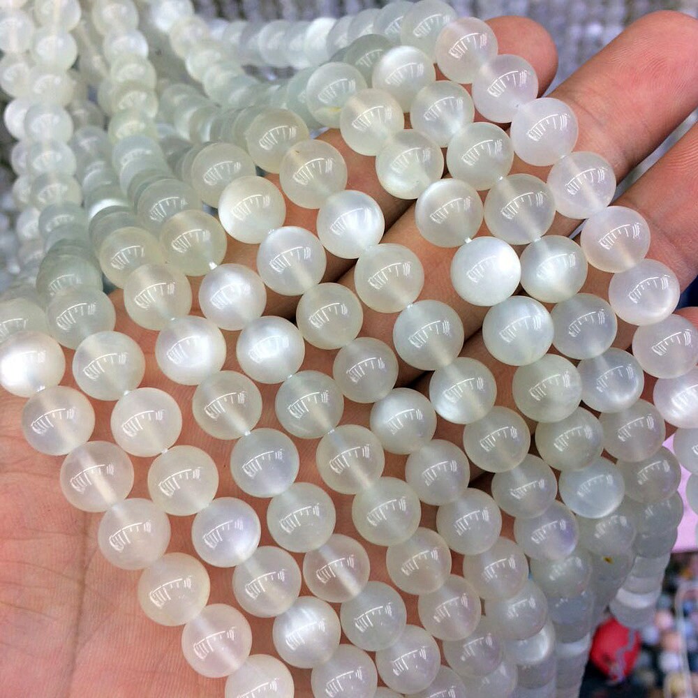 A+ White Moonstone Beads 4mm 6mm 8mm 10mm 15''